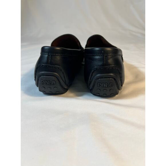 Polo Ralph Lauren Reynold Black Leather Loafers Men’s Slip On Driving Shoes - Picture 4 of 6
